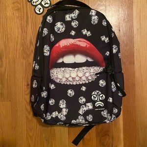 17”Diamond Lips Designer Backpack
